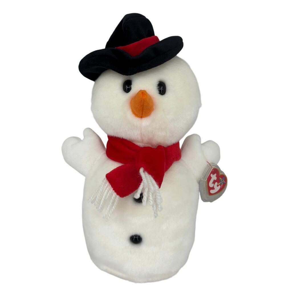 Ty Beanie Buddies Snowball‎ White Snowman Plush Top Hat 12 Inch Vintage 2001